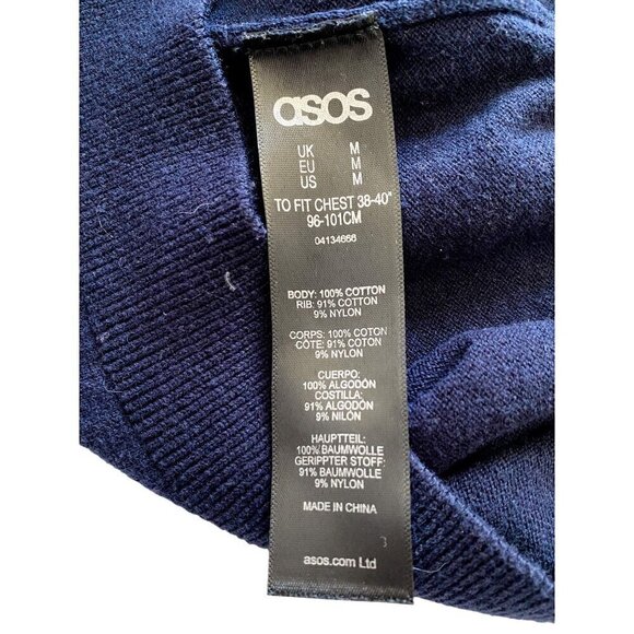 ASOS blue cotton sweater with tie neck, size M - Picture 4 of 5